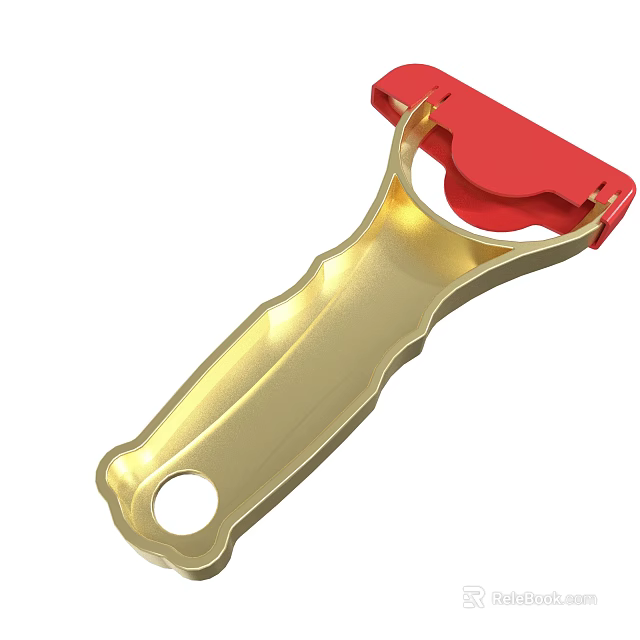 Golden Handle Vegetable Peeler With Red Top And Ergonomic Grip Design 3d model 