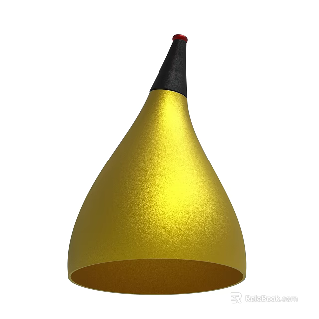 Glossy Golden Teardrop Shaped Metallic Decorative Ornament With Black Top 3d model 
