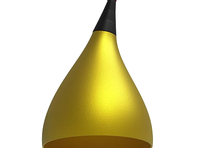 Glossy Golden Teardrop Shaped Metallic Decorative Ornament With Black Top 3d model