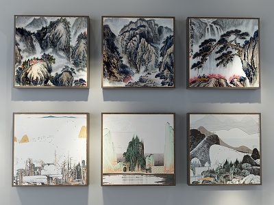 New Chinese Landscape Painting Landscape Decorative Painting 3d model