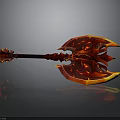 Fiery Flaming Axe Weapon With Red Orange Intricate Patterns And Decorative Handle