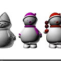 Cute Snowman Figurines With Colorful Hats Scarves And Red Candies Photo Spot
