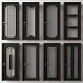 Modern Black Framed Hinged Doors With Various Glass Panel Designs 3d model