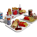 McDonald's Fast Food Assortment Including Burger Fries Cola Chicken Nuggets Sandwich And Wrap