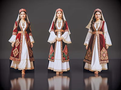 2D Uygur Beauty Minority Xinjiang Beauty Uygur Traditional Costume Movie and TV Play Role 3d model
