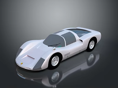 White Ferrari Sports Car With Sleek Design On Dark Background And Reflection 3d model