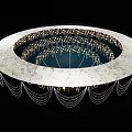 Intricate Ceiling Design With Decorative Chandelier Hanging Chains And Ornate Patterns 3d model
