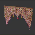 Traditional Decorative Toran With Red Orange Flowers White Beads And Tassels