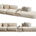 Modern Neutral Sectional Sofa With Patterned Throw Pillows And Side Table Decor 3d model