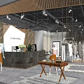 Modern Clothing Store Interior With Clothing Racks Mannequins Wooden Table Green Plants and Spotlights