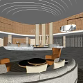 Modern Hotel Lobby Interior With Round Reception Desk Luxury Sofas And Elegant Chairs