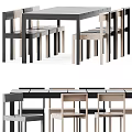 Modern Dining Table Set With Black And Light Wood Chairs Design 3d model