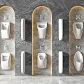 Sleek Modern Urinal Design With Marble Wall Mounting And Recessed Lighting