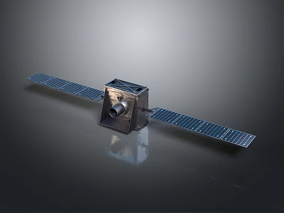 Advanced Satellite Equipment With Extended Solar Panels And Sturdy Metallic Body 3d model