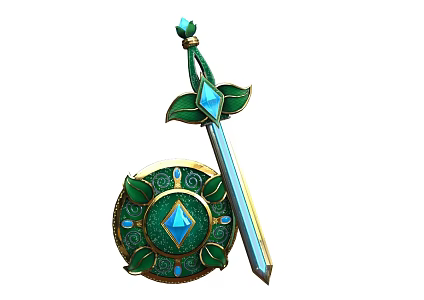 weapon sword shield game equipment sword shield cold weapon 3d model