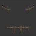 Traditional Wooden Architectural Framework With Horizontal Beams And Vertical Supports