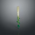 Long Fresh Yacon Fruit with White Body and Green Leaves on Gray Background