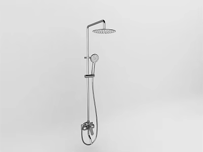 Chrome Shower System With Rain Head Handheld Sprayer Flexible Hose And Control Bracket 3d model