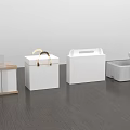 Decorative Ornament Combination Featuring Multiple Wooden White Storage Boxes with Handle and Open Lid 3d model