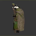Fantasy Badger Character In Green Robe With Fur Trim And Decorated Staff