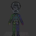 Game Movie Character 3D Model Orange Hair Blue Eyes Blue Suit Thinking Pose Multiple Angles