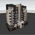 Modern Multistory Apartment Building Exterior Featuring Balconies Windows And Stone Facade