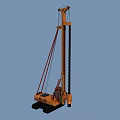 Orange Functional Construction Drilling Vehicle With Long Drill Rod And Crawler Base 3d model