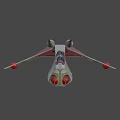 Futuristic Fighter Jet 3D Model With Gray Body Red Accents And Unique Wing Structure