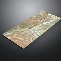 3D Topographic Map Showing Mountain Ranges River Valleys And Natural Color On Dark Background