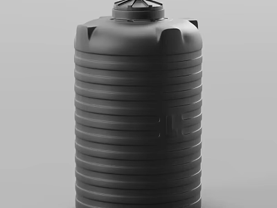 Black Plastic Water Storage Tank With Ribbed Design And Secure Lid 3d model