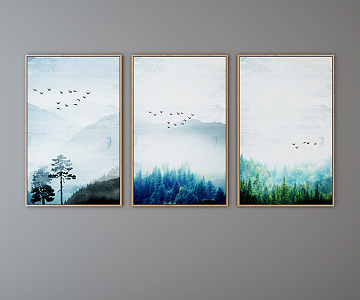 Nordic Landscape Painting Landscape Decorative Painting 3d model