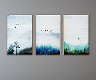 Nordic Landscape Painting Landscape Decorative Painting 3d model