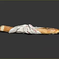Fresh Crispy Baguette Wrapped in White Paper with Golden Crust