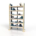 Multi tier Wooden Storage Shelf with Household Items Books Shoes and Hats
