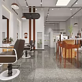 Modern Hair and Beauty Salon Interior with Styling Chairs Mirrors and Pendant Lights