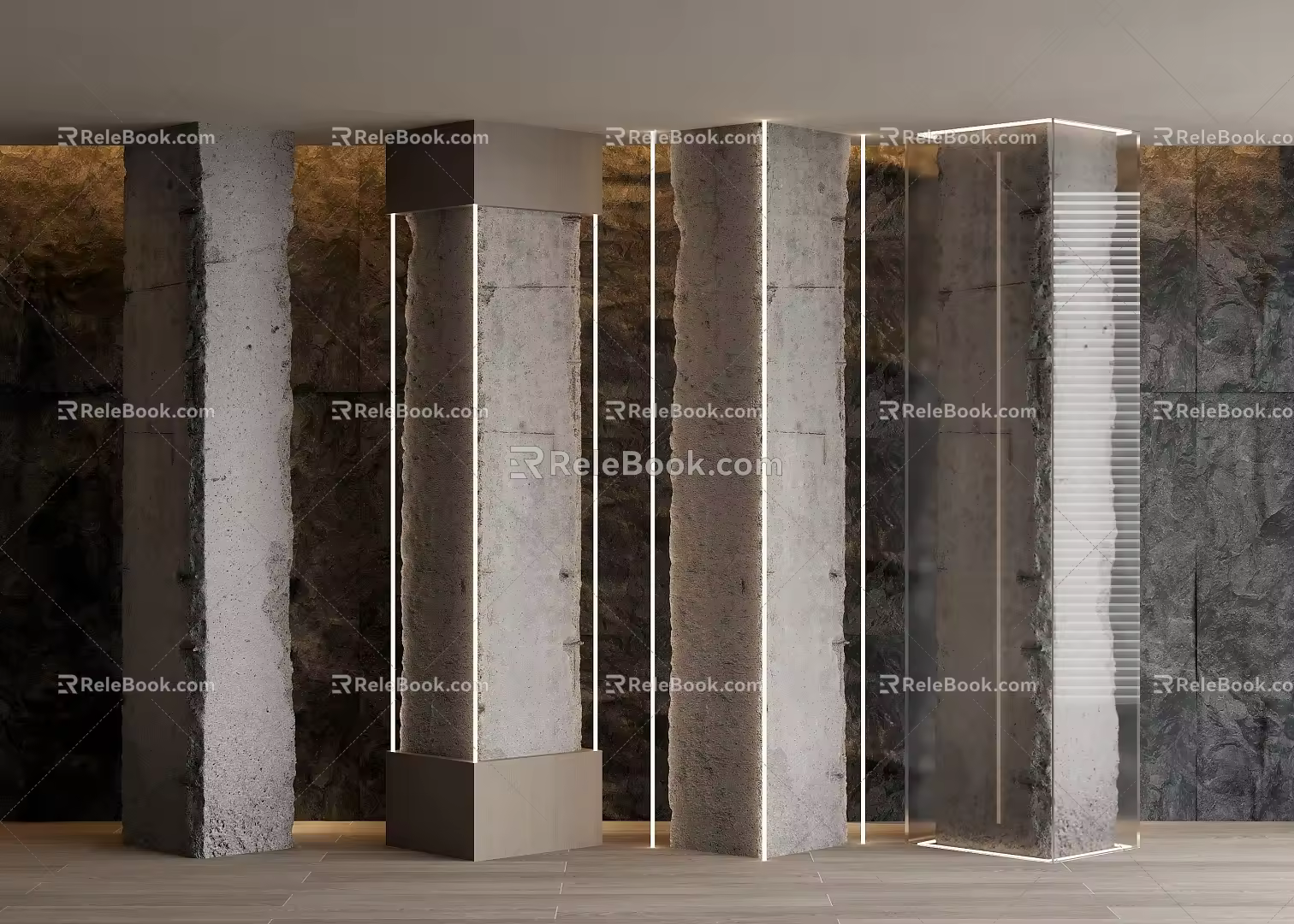 Modern cement column concrete cement column decorative column cement wall 3d model