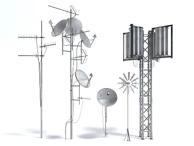 Public Facilities Including Communication Towers Satellite Dishes And Signal Transmitters 3d model