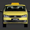 Shiny Yellow Taxi Sedan With Black Trim Windows And TAXI Sign