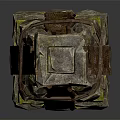 Artisan Crafted Rustic Wooden And Mossy Stone Stacked Decorative Structure With Natural Texture