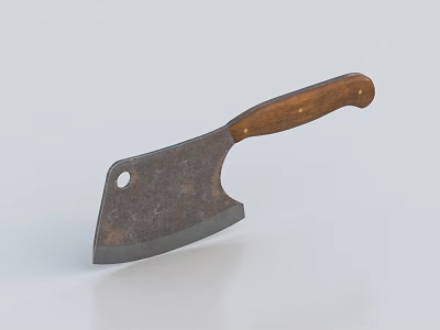 Rustic Kitchen Knife With Wooden Handle And Sharp Metal Blade 3d model