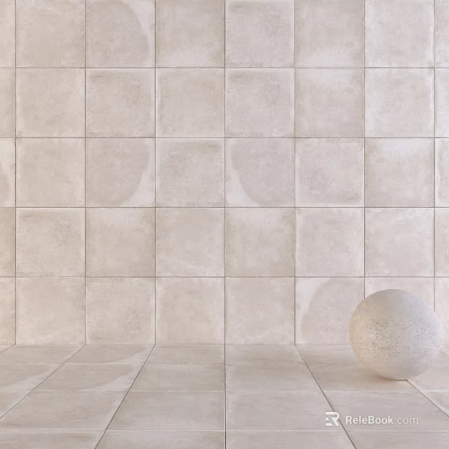 Round Sphere Component on Beige Tiles Wall and Floor Surface Design 3d model 