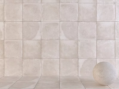Round Sphere Component on Beige Tiles Wall and Floor Surface Design 3d model