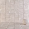 Round Sphere Component on Beige Tiles Wall and Floor Surface Design