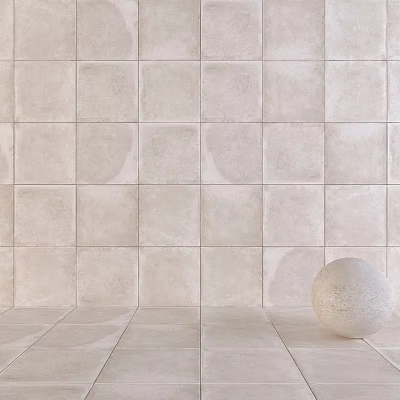 Round Sphere Component on Beige Tiles Wall and Floor Surface Design 3d model