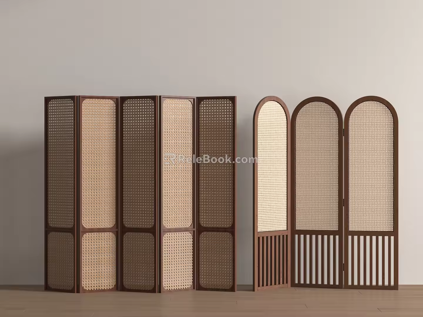 Retro Middle Ancient Screen Middle Ancient Screen Bedside Wooden Screen Rattan Screen 3d model