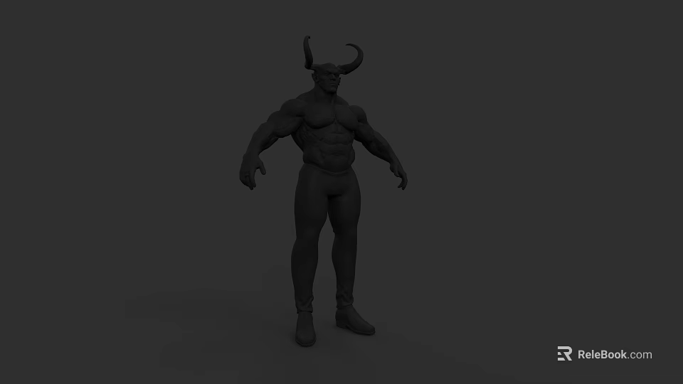 Horned Muscular Demon Character 3D Model For Game And Movie Design 3d model 