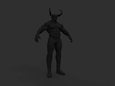 Horned Muscular Demon Character 3D Model For Game And Movie Design 3d model
