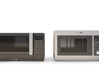 Modern Kitchen Appliances Black And Silver Microwave Ovens With Digital Controls 3d model