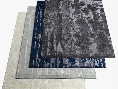 Square Rugs With Abstract Textured Patterns In Gray Blue And Beige For Home Decor 3d model