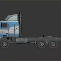 Vintage Blue And White Truck Featuring Cabover Design And Red Roof Lights